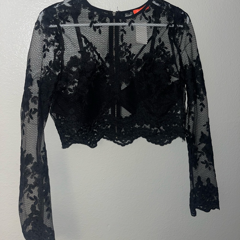 See through top with built in bra